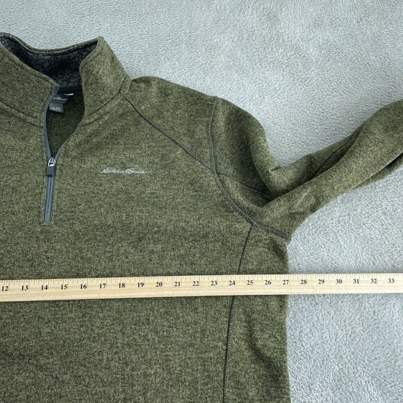 Eddie Bauer Mens Olive Green 2XL 1/4 Zip Pullover Sweater 5411 - Picture 6 of 8